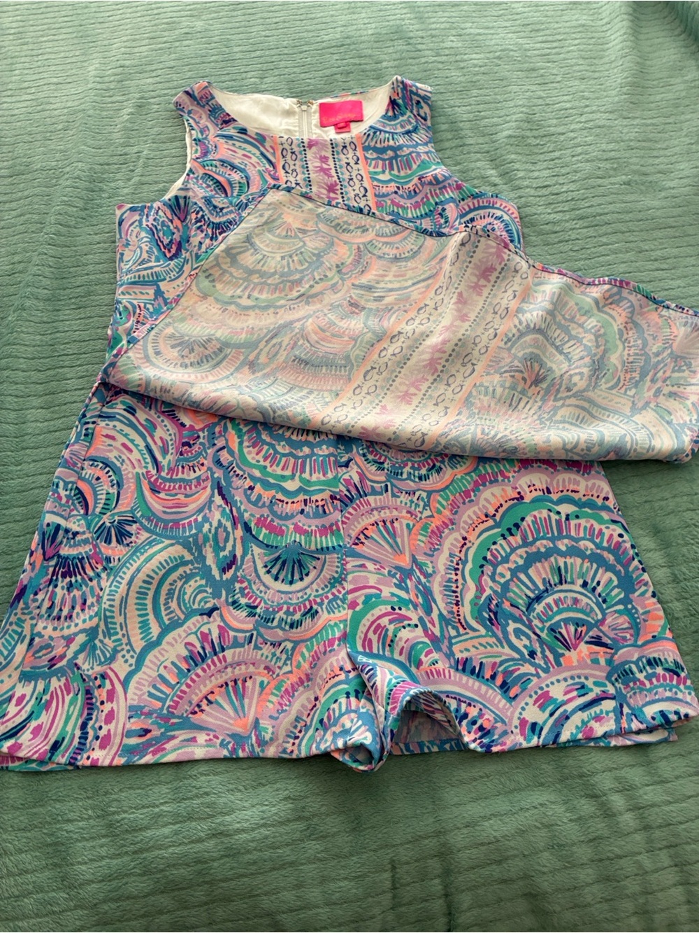 Lilly Pulitzer Multicolor Sleeveless Print Shift Romper - Pink & Blue - Picture 4 of 6